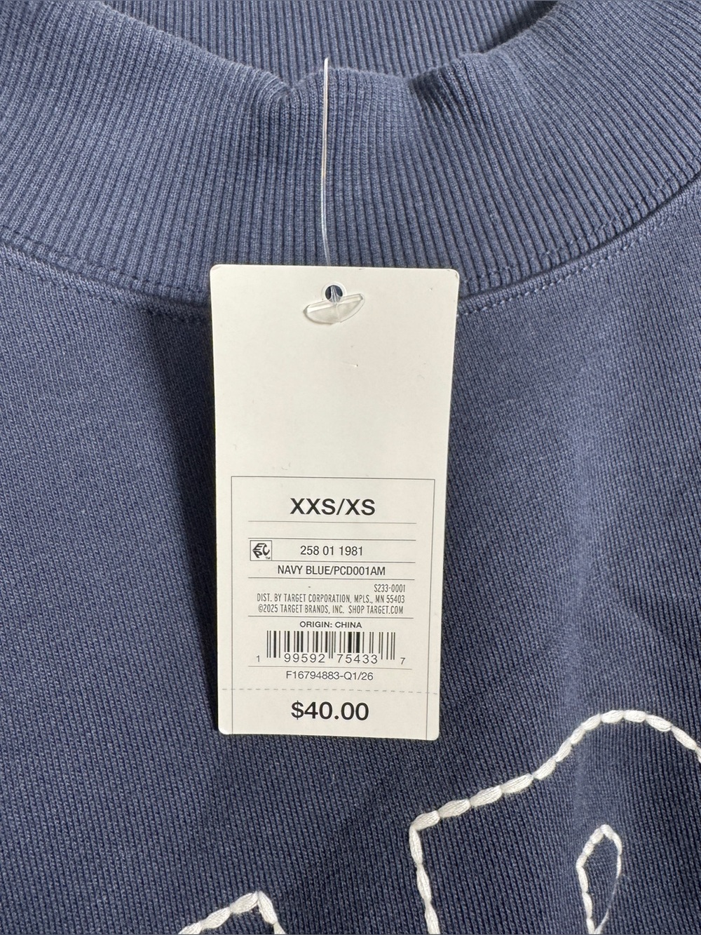 Women's Mockneck Pullover Sweatshirt, NWT- Parke x Target Navy XXS/XS, in hand - Picture 3 of 4